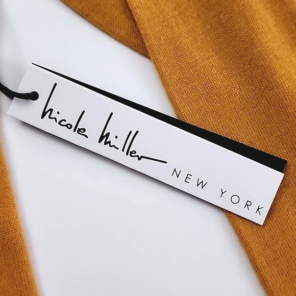 Nicole Miller Women's 100% Extra Fine Merino Wool Mock Neck Mustard Top Size XL - Picture 5 of 8